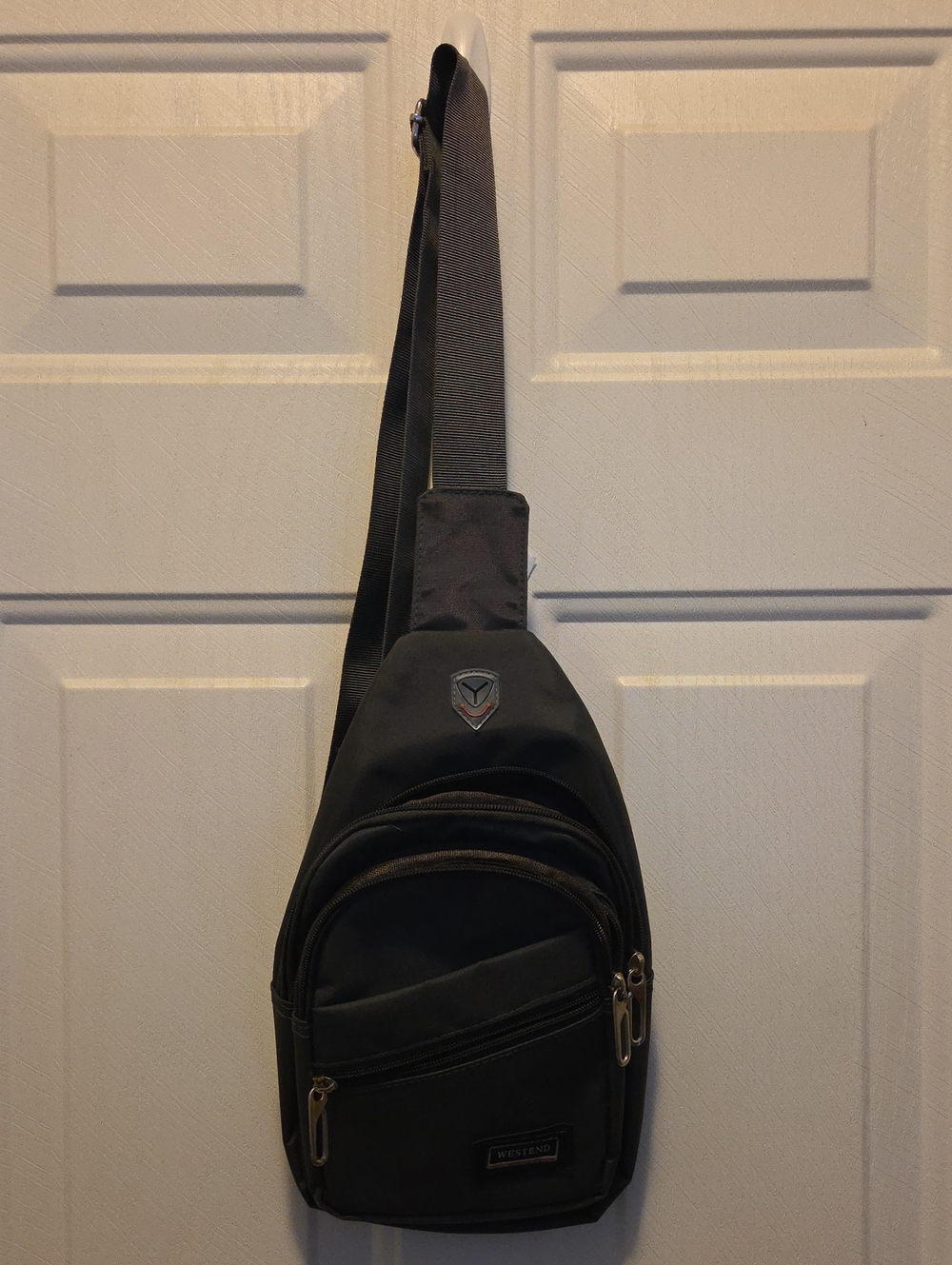 Dark Grey Men's Sling Bag with Front Zip Pockets